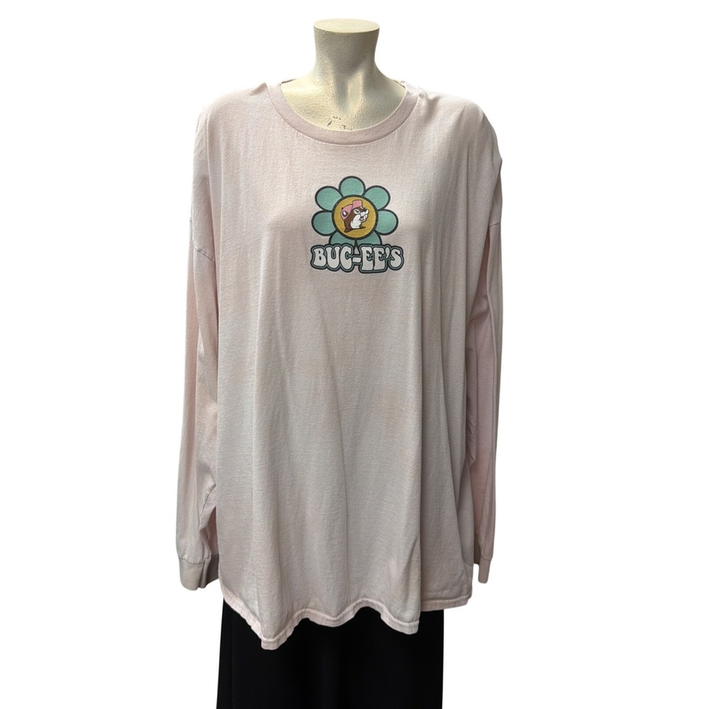 Buc-ee's Be Kind Flower Graphic Long Sleeve Pink T-Shirt 3XL